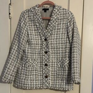 Ann Taylor Black and White Textured Blazer